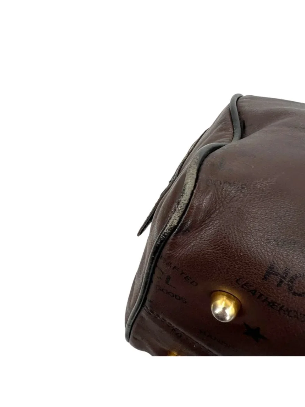 HCL Vintage 80s 90s Brown Leather Monogram Handbag Luxury Classic